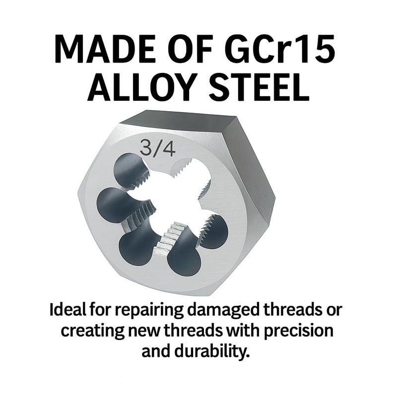 Yamesh 1/8"-27 NPT Tap and Die Set – GCr15 Alloy Steel Pipe Thread Tap and Hex Die Combo, Taper Thread Repair Tool for Conical Pipe Fittings - Image 3
